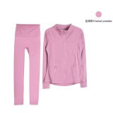 Same style jacket DF set top long-sleeve women's tight-fitting stand-up collar elastic fitness sports running yoga wear