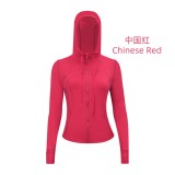 Original Embroidered  Slim-Fit Full-Zip Hooded Cardigan  Jacket Casual Sports Slimming Coat for Women