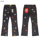 Cross-border foreign trade GOD trendy high street rock band washed vintage embroidered men's denim flared pants