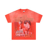 25ss cross-border foreign trade VALL trendy high street retro washed distressed street style direct-print rhinestone short-sleeve unisex T-shirt