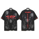 New Hellstar high-quality vintage washed loose-fit short-sleeve T-shirt for men