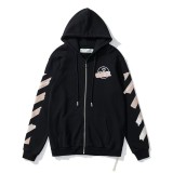European and American trendy brand autumn and winter OFF zipper cardigan arrow sweatshirt high street loose casual unisex hoodie
