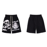 Cross-border American fashion Hellstar series new high-quality terry casual shorts with drawstring, unisex