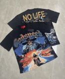 25ss American fashion brand GOD high street washed distressed printed spliced vintage summer loose short-sleeve T-shirt for men and women