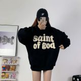 American-style trendy brand, European and American influencer style hoodie with foam heart print graffiti, unisex hooded sweatshirt wholesale