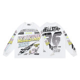 25ss Cross-Border Foreign Trade Hellstar American Style Trendy Brand High Street Washed Distressed Vintage Print Long Sleeve T-Shirt