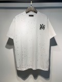 Summer new short-sleeve AM1R1 ICON letter print loose t-shirt, men's trendy casual half-sleeve top, women's