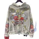 26ss cross-border foreign trade VaLL American fashion high street retro washed distressed street style loose hoodie unisex