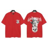 25ss Summer New Godspeed American Style Trendy Rock Street Hip-Hop Vintage Washed Printed Short Sleeve