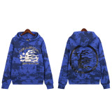 Hellstar European and American fashion brand high street vintage washed distressed printed street style loose hoodie for men and women