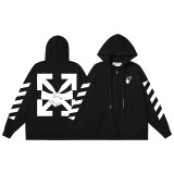 25ss American fashion high street OFF series autumn and winter OW arrow stripe trendy casual unisex loose hooded sweatshirt