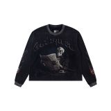 25ss Summer New Godspeed American Style Trendy Rock Street Hip-Hop Vintage Washed Printed Short Sleeve