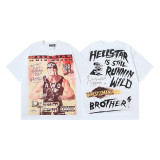 25ss Cross-Border Foreign Trade Hellstar American Trend High Street Retro Print Summer Loose Short-Sleeve T-Shirt Unisex