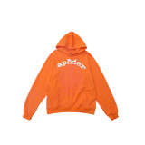 Sp555der spider web print hoodie, European and American trendy brand, large size loose-fitting long pants, hooded sweatshirt set, unisex