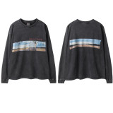 Hip-hop SAINT MICHAEL ICON new vintage graffiti loose-fit round-neck long-sleeve T-shirt for men and women