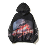 Godspeed Cross-Border 25ss Fall/Winter New Direct Print Washed Vintage Pure Cotton Hip-Hop American Style Hoodie Sweatshirt