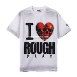 Rough Play retro print high street casual washed distressed unisex short-sleeve T-shirt vest ins street fashion