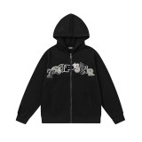Trapstar's new rainbow gradient letter tiger head embroidery unisex hooded sports sweatshirt and jogger pants set