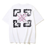 25ss European and American cross-border fashion high street OFF-WHITE high-quality printed graffiti loose short-sleeve T-shirt for men and women