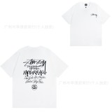 American trendy brand STU short-sleeve t-shirt in white with printed designs, casual style for couples, unisex