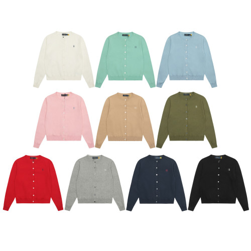 Cross-border high-quality~Ralph RL pony embroidery simple round-neck basic knit cardigan long-sleeve round-neck autumn women's