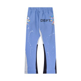 Correct version of Gallery Dept hand-painted splatter-ink patchwork drawstring high street casual sweatpants with a slight flare for men