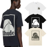 25ss cross-border European and American trendy brand RHUDE character, coconut tree, and letter print American style short-sleeve T-shirt, unisex