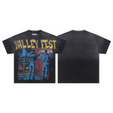 High-end American hip-hop couple's T-shirt, heavy-duty washed and distressed, West Coast rap short-sleeve, trendy basic style