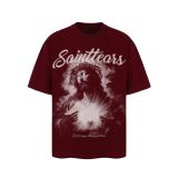 25ss cross-border European and American trendy brand high street loose casual retro short-sleeve T-shirt for men and women with printed letter and portrait designs