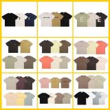 Heavyweight pure cotton FOG ICON small collar t-shirt, American style high-neck short-sleeve, loose fit, drop shoulder, unisex summer top