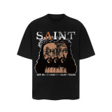 Saint Michael vintage European and American trendy heavy-duty loose-fit pure cotton couple's short-sleeve summer T-shirt for men and women