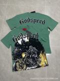 25ss Summer New Godspeed American Style Trendy Rock Street Hip-Hop Vintage Washed Printed Short Sleeve
