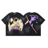 25ss Summer New Hellstar American Style Trendy Brand High Street Washed Vintage Print Unisex Short Sleeve T-Shirt