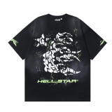 New cross-border HELL trendy high-quality vintage distressed T-shirt, loose fit printed short-sleeve T-shirt, unisex style for couples