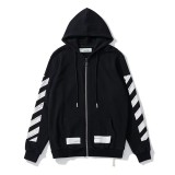 European and American trendy brand autumn and winter OFF zipper cardigan arrow sweatshirt high street loose casual unisex hoodie