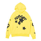 25ss high-quality Sp555der trendy high street style rhinestone embossed letter spider web hoodie for men and women