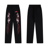 25ss American high street fashion brand HELL street heavy print terry sweatshirt casual sports hooded set for men and women