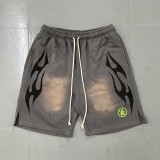 Hell Star Washed Vintage Casual Shorts Summer New European and American Trendy Brand Hip-Hop Shorts for Men and Women