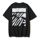 Wholesale high-quality foreign trade trendy brand off-shoulder short-sleeve T-shirts with melting arrow gradient starry sky splatter ink design, couple style