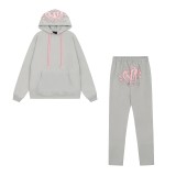 SynaWord American Style Loose Sweatshirt Hoodie Sweatpants Y2K Unisex Trendy Hip-Hop Street Couple Casual Set