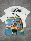 26ss cross-border foreign trade European and American trendy brand GOD high street washed distressed printed spliced vintage short-sleeve T-shirt for men and women
