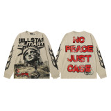 25ss Cross-Border Foreign Trade Hellstar American Style Trendy Brand High Street Washed Distressed Vintage Print Long Sleeve T-Shirt