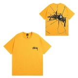 Summer short-sleeve Stus heavy-duty long-sleeve with correct lettering, high-quality American streetwear brand for couples