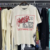 Cross-border foreign trade high street heavy-duty washed distressed worker head print Hell Star round neck short-sleeve T-shirt for summer