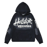 Cross-border European and American HELL NFC high street short-sleeve retro trendy loose hooded sweatshirt for men and women, same style for couples