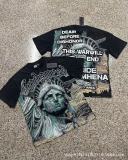 25ss Summer New Godspeed American Style Trendy Rock Street Hip-Hop Vintage Washed Printed Short Sleeve