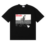 25ss cross-border European and American trendy brand RHUDE character, coconut tree, and letter print American style short-sleeve T-shirt, unisex
