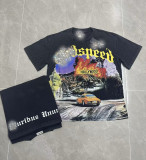 Cross-border American niche trendy brand T-shirt with skull print, loose fit, short sleeves, vintage washed, unisex and versatile