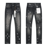 Cross-border European and American Purple Brand jeans, washed, distressed, vintage, ripped, with splatter paint, cool and stylish, Amiri American style
