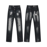 Cross-border foreign trade DSQUARED2 European and American trendy brand slim-fit skinny jeans with washed-out and distressed details for men